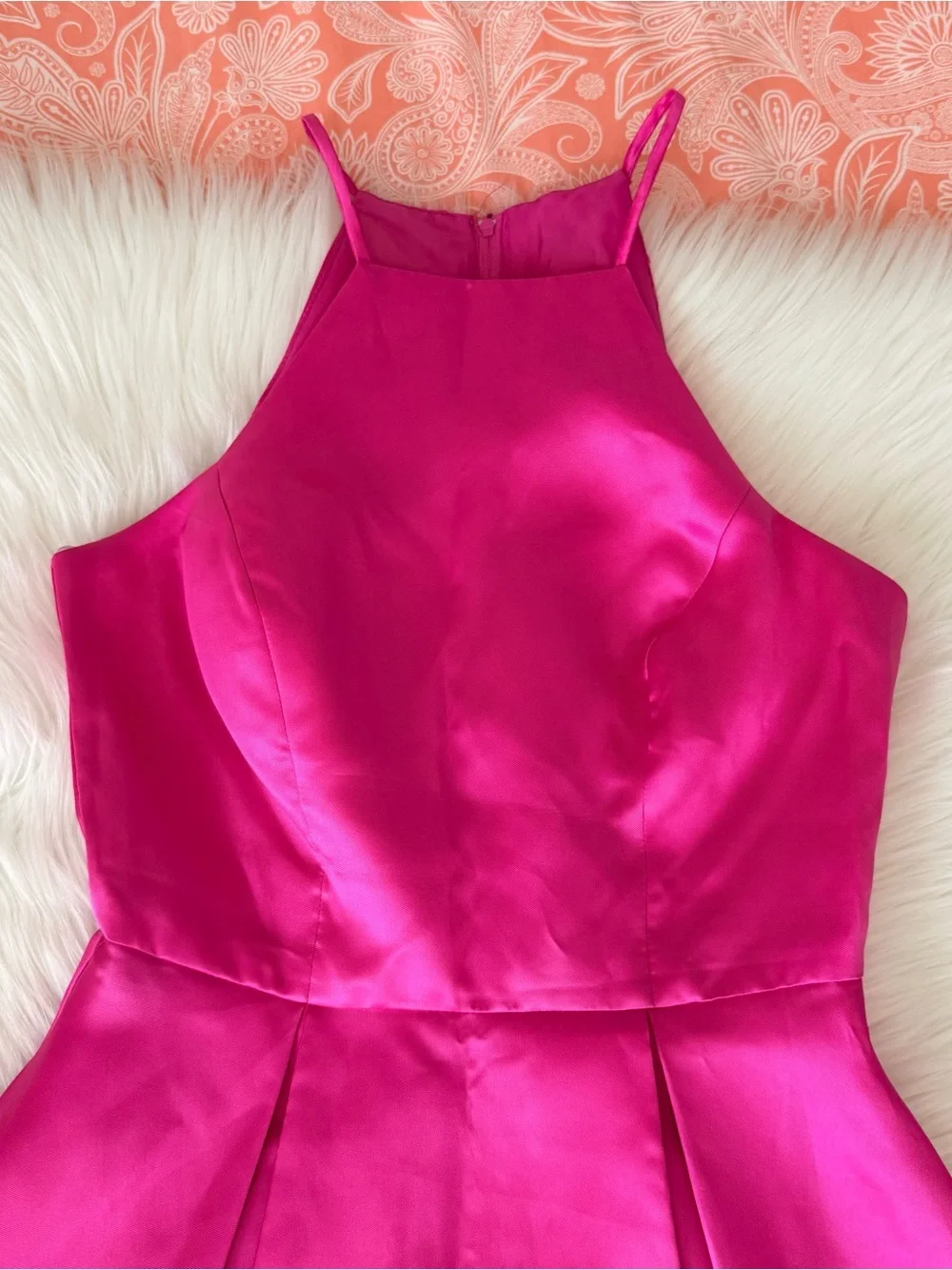 B Darlin Fit and Flare Hot Pink Mini Dress 5/6 - Picture 3 of 8